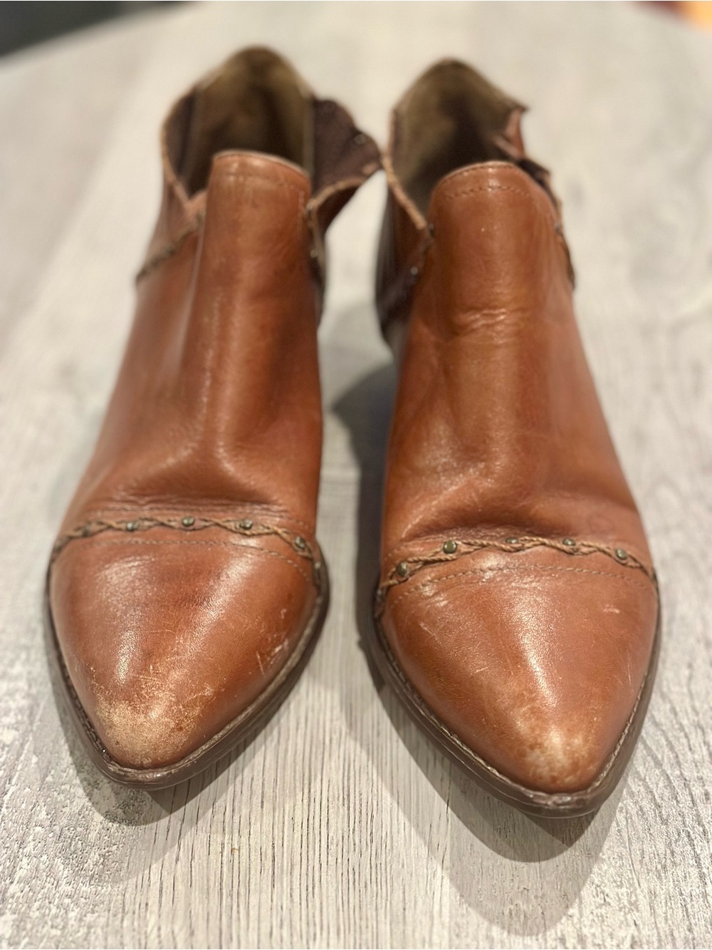 Vintage Rafael Vitorio Brown Leather Ankle Booties Brazil Boho Western Size 8